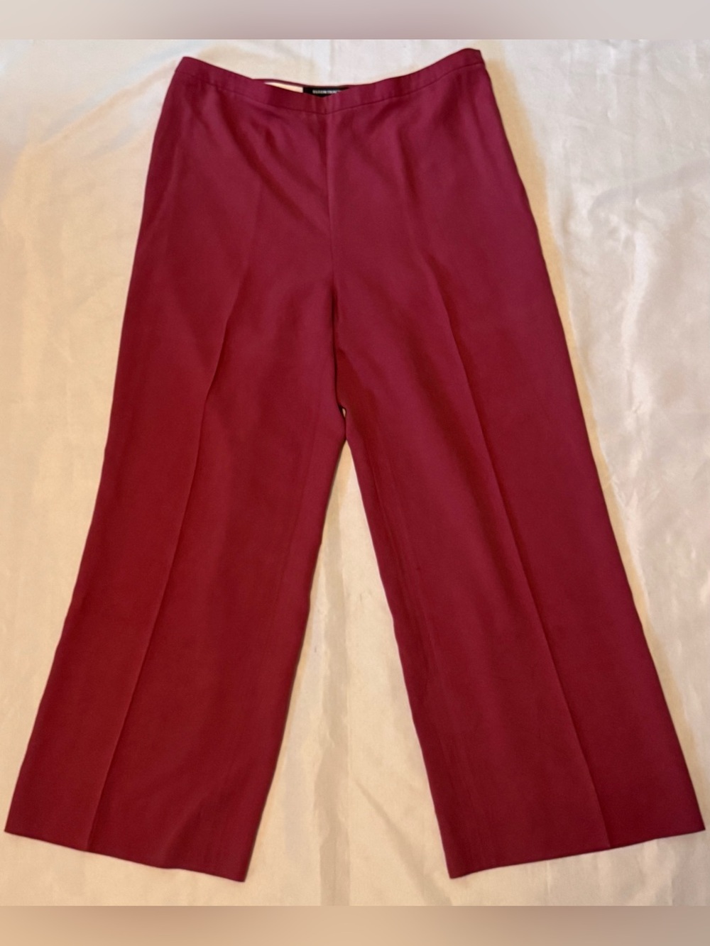 Ellen Tracy 100% Silk Wide-Leg Dress Pants Wine Red Size 12 EUC